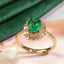 14K GOLD 1.56 CTW VIVID GREEN NATURAL EMERALD & DIAMOND RING