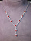 14K GOLD 4.49 CTW VIVID RED NATURAL RUBY & DIAMOND NECKLACE