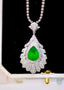 14K GOLD 3.11 CTW VIVID GREEN NATURAL EMERALD & DIAMOND PENDANT