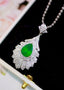 14K GOLD 3.11 CTW VIVID GREEN NATURAL EMERALD & DIAMOND PENDANT