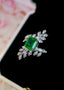 14K GOLD 3.19 CTW VIVID GREEN NATURAL EMERALD & DIAMOND RING