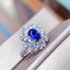 14K GOLD 1.40 CTW VIVID BLUE NATURAL SAPPHIRE & DIAMOND RING