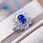 14K GOLD 1.40 CTW VIVID BLUE NATURAL SAPPHIRE & DIAMOND RING