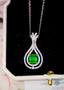 14K GOLD 1.58 CTW VIVID GREEN NATURAL EMERALD & DIAMOND PENDANT