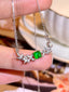 14K GOLD 0.61 CTW VIVID GREEN NATURAL EMERALD & DIAMOND NECKLACE