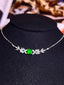 14K GOLD 0.61 CTW VIVID GREEN NATURAL EMERALD & DIAMOND NECKLACE