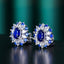 14K GOLD 3.12 CTW VIVID BLUE NATURAL SAPPHIRE & SAPPHIRE EARRINGS