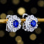 14K GOLD 1.32 CTW VIVID BLUE NATURAL SAPPHIRE & DIAMOND EARRINGS