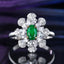 14K GOLD 0.57 CTW VIVID GREEN NATURAL EMERALD & DIAMOND RING