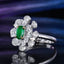 14K GOLD 0.57 CTW VIVID GREEN NATURAL EMERALD & DIAMOND RING