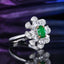 14K GOLD 0.57 CTW VIVID GREEN NATURAL EMERALD & DIAMOND RING