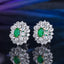 14K GOLD 0.72 CT VIVID GREEN NATURAL EMERALD & SAPPHIRE EARRINGS