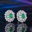 14K GOLD 0.72 CT VIVID GREEN NATURAL EMERALD & SAPPHIRE EARRINGS