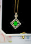 14K GOLD 1.03 CTW VIVID GREEN NATURAL EMERALD & DIAMOND PENDANT