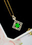 14K GOLD 1.03 CTW VIVID GREEN NATURAL EMERALD & DIAMOND PENDANT