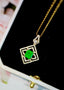 14K GOLD 1.03 CTW VIVID GREEN NATURAL EMERALD & DIAMOND PENDANT