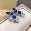 14K GOLD 3.14 CTW VIVID BLUE NATURAL SAPPHIRE & SAPPHIRE EARRINGS