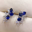 14K GOLD 3.14 CTW VIVID BLUE NATURAL SAPPHIRE & SAPPHIRE EARRINGS