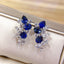 14K GOLD 3.14 CTW VIVID BLUE NATURAL SAPPHIRE & SAPPHIRE EARRINGS