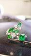 14K GOLD 0.87 CTW VIVID GREEN NATURAL EMERALD & DIAMOND RING