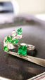 14K GOLD 0.87 CTW VIVID GREEN NATURAL EMERALD & DIAMOND RING