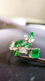 14K GOLD 0.87 CTW VIVID GREEN NATURAL EMERALD & DIAMOND RING