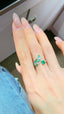 14K GOLD 0.87 CTW VIVID GREEN NATURAL EMERALD & DIAMOND RING