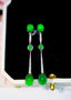 14K GOLD 4.14 CTW VIVID GREEN NATURAL EMERALD & DIAMOND EARRINGS