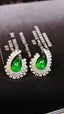 14K GOLD 1.72 CTW VIVID GREEN NATURAL EMERALD & DIAMOND EARRINGS