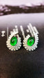 14K GOLD 1.72 CTW VIVID GREEN NATURAL EMERALD & DIAMOND EARRINGS