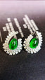 14K GOLD 1.72 CTW VIVID GREEN NATURAL EMERALD & DIAMOND EARRINGS