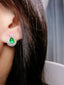 14K GOLD 1.72 CTW VIVID GREEN NATURAL EMERALD & DIAMOND EARRINGS