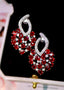 14K GOLD 10.59 CTW VIVID RED NATURAL RUBY & DIAMOND EARRINGS