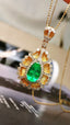 14K GOLD 2.16 CTW VIVID GREEN NATURAL EMERALD & DIAMOND PENDANT