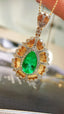 14K GOLD 2.16 CTW VIVID GREEN NATURAL EMERALD & DIAMOND PENDANT