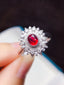 14K GOLD 0.42 CT VIVID RED NATURAL RUBY & DIAMOND RING