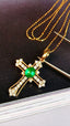 14K GOLD 0.91 CTW VIVID GREEN NATURAL EMERALD & DIAMOND PENDANT