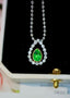 14K GOLD 0.69 CTW VIVID GREEN NATURAL EMERALD & DIAMOND PENDANT