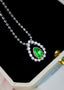 14K GOLD 0.69 CTW VIVID GREEN NATURAL EMERALD & DIAMOND PENDANT