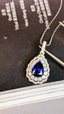 14K GOLD 1.45 CTW VIVID BLUE NATURAL SAPPHIRE & DIAMOND PENDANT