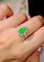 14K GOLD 1.45 CTW VIVID GREEN NATURAL EMERALD & DIAMOND RING