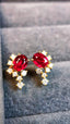 14K GOLD 0.90 CTW VIVID RED NATURAL RUBY & DIAMOND EARRINGS