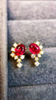 14K GOLD 0.90 CTW VIVID RED NATURAL RUBY & DIAMOND EARRINGS