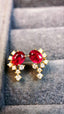 14K GOLD 0.90 CTW VIVID RED NATURAL RUBY & DIAMOND EARRINGS