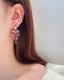 14K GOLD 6.36 CTW VIVID RED NATURAL RUBY & DIAMOND EARRINGS