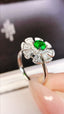 14K GOLD 0.94 CTW VIVID GREEN NATURAL EMERALD & DIAMOND RING