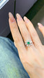 14K GOLD 0.94 CTW VIVID GREEN NATURAL EMERALD & DIAMOND RING