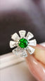 14K GOLD 0.94 CTW VIVID GREEN NATURAL EMERALD & DIAMOND RING