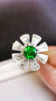 14K GOLD 0.94 CTW VIVID GREEN NATURAL EMERALD & DIAMOND RING