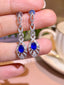 14K GOLD 1.44 CTW NATURAL SAPPHIRE & DIAMOND EARRINGS